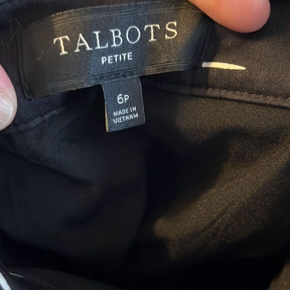 Talbots Petite Skirt 6P Black Cream White Polka Dot Pleated Career Party - Picture 3 of 3